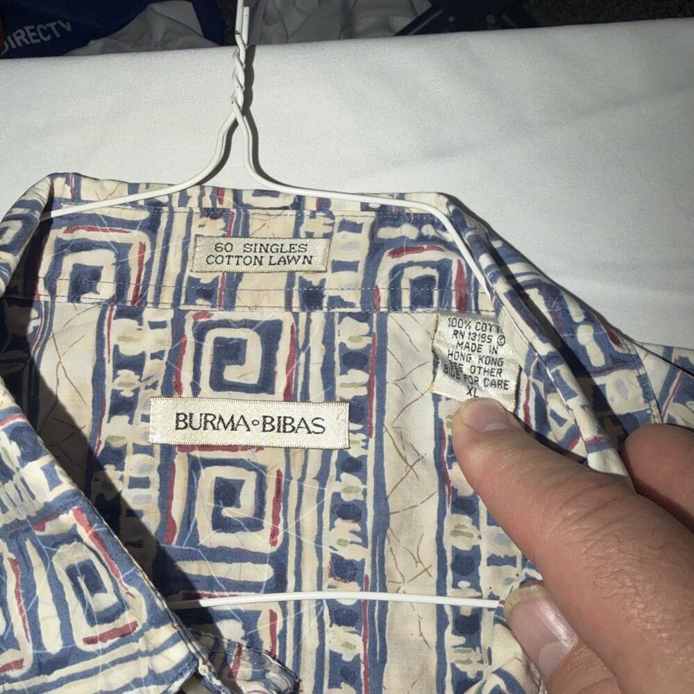 Vintage Burma Bibas Shirt Mens Large XL Multicolor Button Down Short Sleeve 90s - Picture 2 of 6